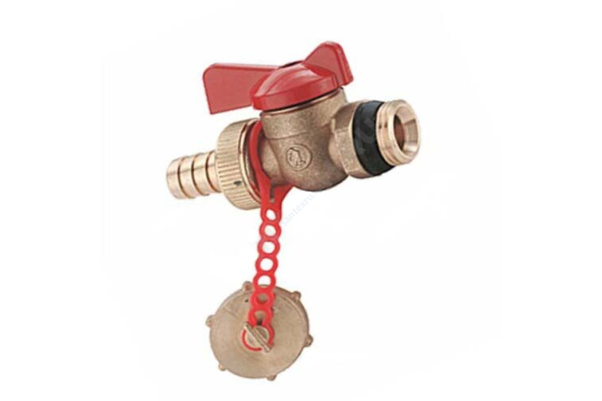 Кран шаровой латунь сливной R608D Ду 15 Ру10 НР/штуц G1/2" бабочка с заглушкой Giacomini R608DY053