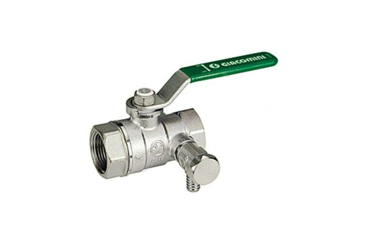 Кран шаровой латунь со спускником R250WS хром Ду 15 Ру42 ВР G1/2" рычаг со спускником Giacomini R250SX143