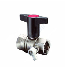 Кран шаровой латунь со спускником Optibal никель Ду 15 Ру16 ВР G1/2" с Т-рукояткой полнопроходной удлиненная ручка Oventrop 1077804