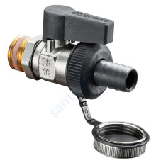 Кран шаровой латунь сливной Optibal KFE Ду 15 Ру16 НР/штуц G1/2" флажок со штуцером, для котлов Oventrop 1033314