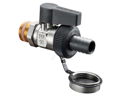 Кран шаровой латунь сливной Optibal KFE Ду 15 Ру16 НР/штуц G1/2" флажок со штуцером, для котлов Oventrop 1033314