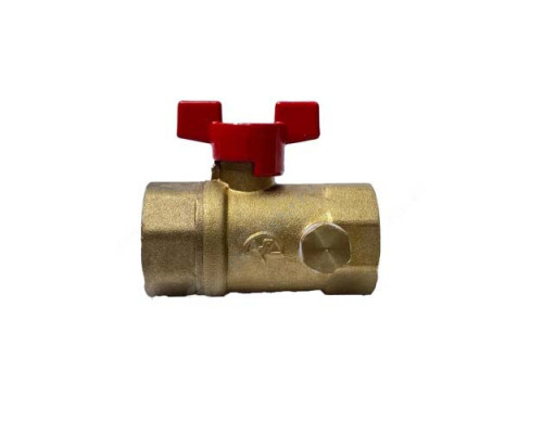 Кран шаровой латунь со спускником Ду 15 Ру16 ВР G1/2" бабочка со спускником Пензапромарматура 01911011