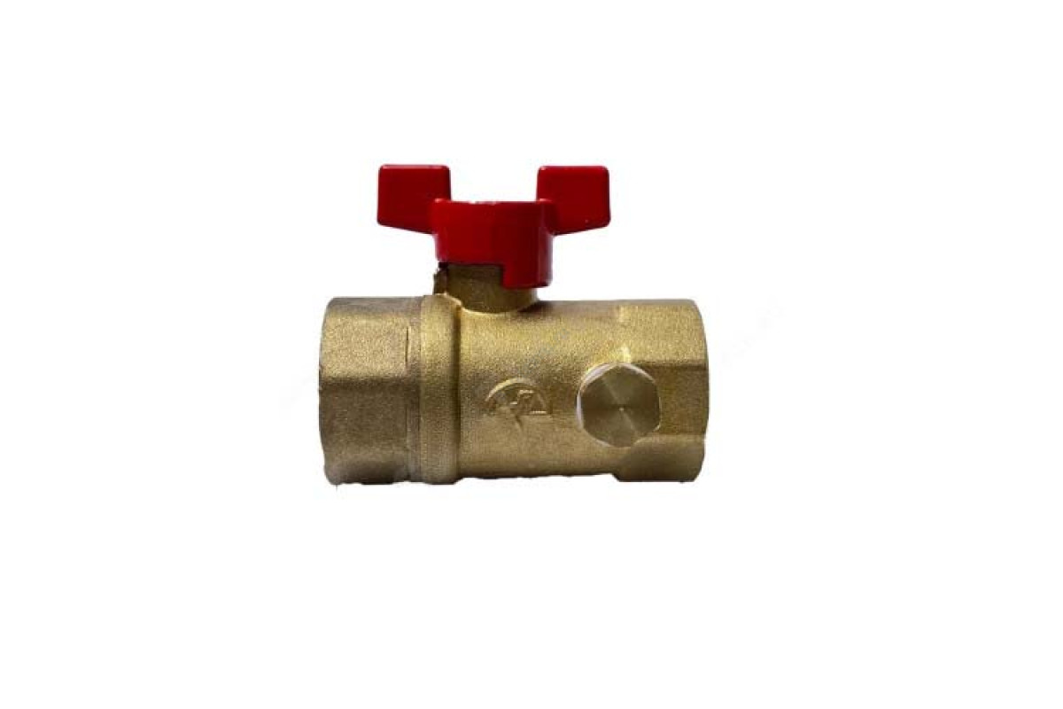 Кран шаровой латунь со спускником Ду 20 Ру16 ВР G3/4" бабочка со спускником Пензапромарматура 01921011