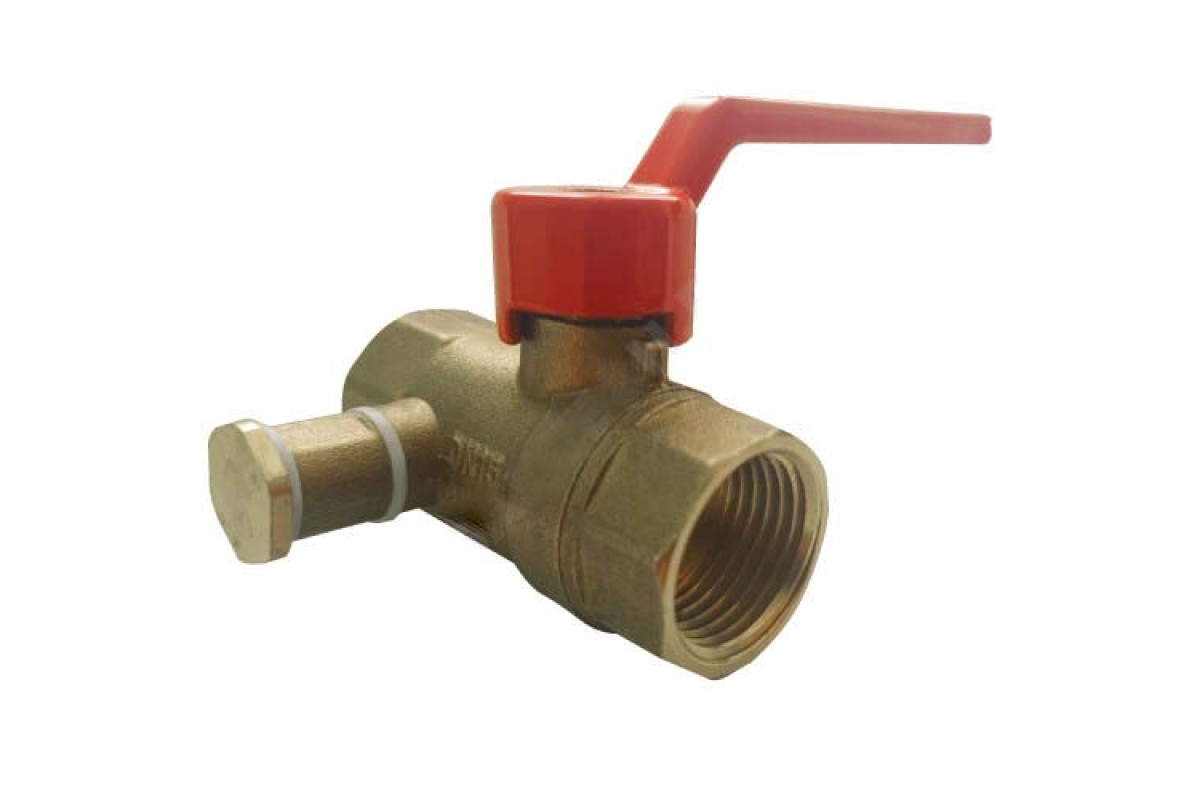 Кран шаровой латунь со спускником Ду 20 Ру16 ВР G3/4" рычаг со спускником Пензапромарматура 01921012
