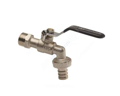 Кран шаровой водоразборный латунь со штуцером Ду 25 Ру16 НР/штуц G1" рычаг AQUALINK 03952