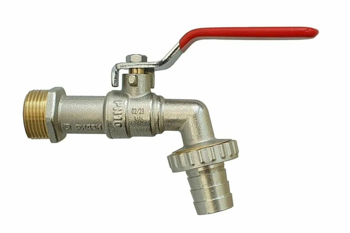 Кран шаровой водоразборный латунь со штуцером BVR-CR Ду 25 Ру10 НР/штуц G1" рычаг Ридан 065B8302RG