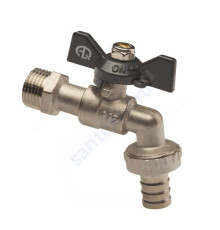 Кран шаровой водоразборный латунь со штуцером Ду 15 Ру16 НР/штуц G1/2" бабочка AQUALINK 01489