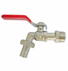 Кран шаровой латунь водоразборный со штуцером НР/штуц Ру16 рычаг Tecofi