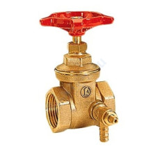 Задвижка клиновая латунь R56 Ду 20 Ру10 ВР маховик со спускным краном Giacomini R56Y004