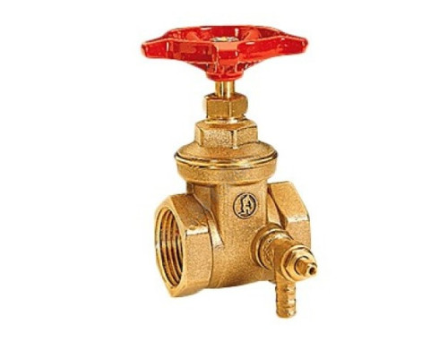 Задвижка клиновая латунь R56 Ду 40 Ру10 ВР маховик со спускным краном Giacomini R56Y007