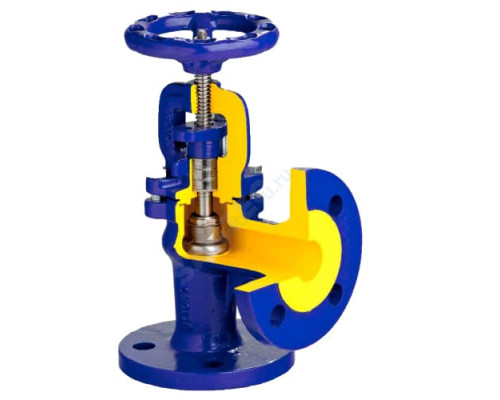 КЛАПАН ЗАПОРНЫЙ ЧУГУН 216A ДУ 40 РУ16 ФЛ УГЛОВОЙ ZETKAMA 216A040C00