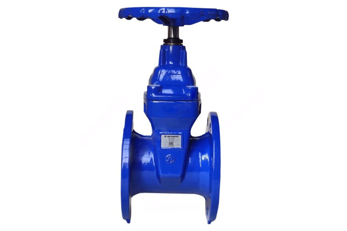 Задвижка чугун 30ч39р аналог МЗВ обрезиненный клин с гайкой и направляющими клина Ду 500 Ру10/16 фл Benarmo