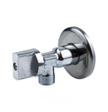 Кран шаровой латунный бытовой хром угловой 1043 G1/2"х3/8" Ру10 НР редуцированный бабочка Aquasfera 1043-01