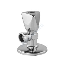 Клапан (вентиль) латунь бытовой хром угловой с отражателем 1071 G1/2"х3/8" Ру16 НР маховик Aquasfera 1071-03