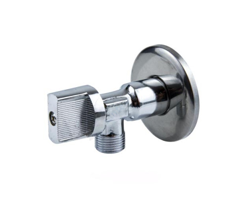 Кран шаровой латунный бытовой хром угловой 1043 G1/2" Ру10 НР редуцированный бабочка Aquasfera 1043-02