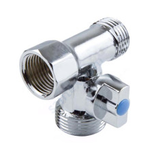 Кран шаровой латунный для стир машин хром 1040 ВР/НР/НР редуцированный бабочка Aquasfera