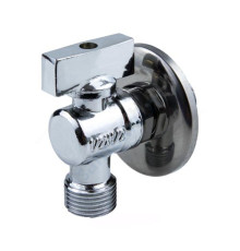 Кран шаровой латунный бытовой хром угловой 1042 G1/2"х3/4" Ру10 НР редуцированный бабочка Aquasfera 1042-02