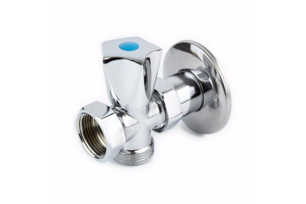 Клапан седловой латунный бытовой хром 3-ходовой 1047 ВР/НР бабочка Aquasfera