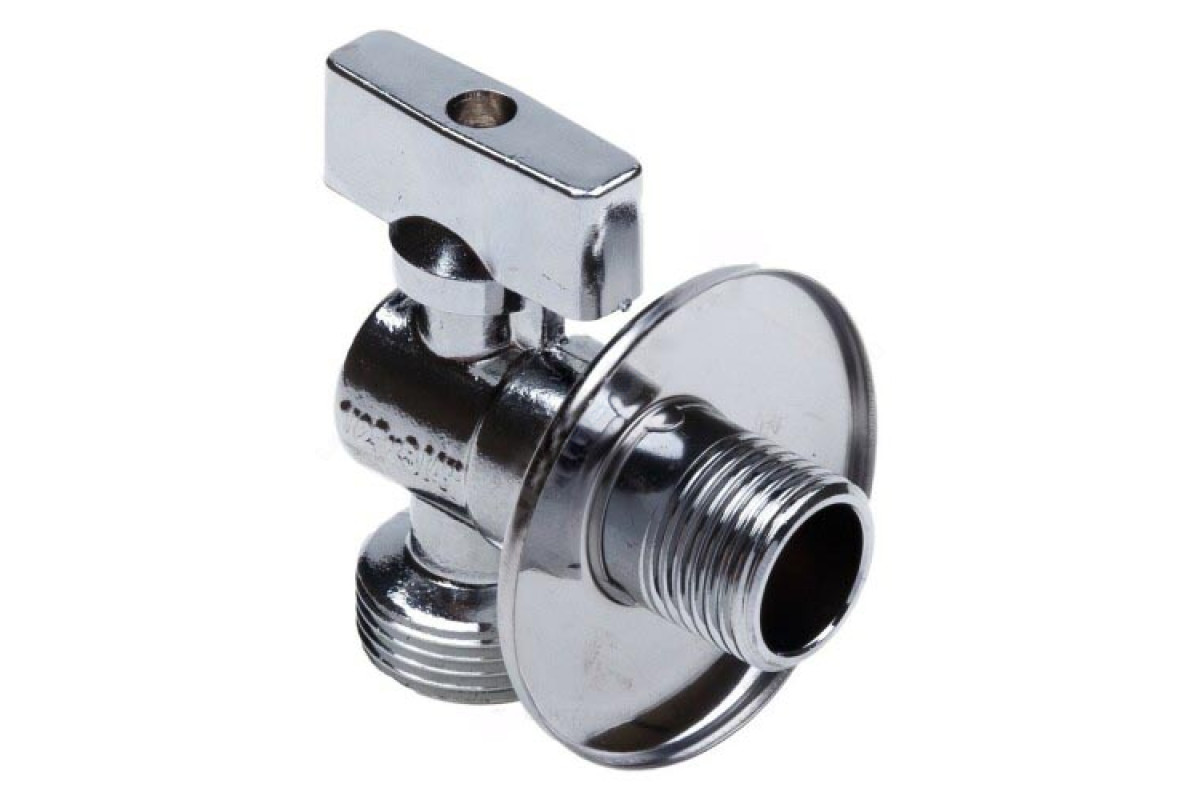 Кран шаровой латунный бытовой хром угловой НР флажок AQUALINK 