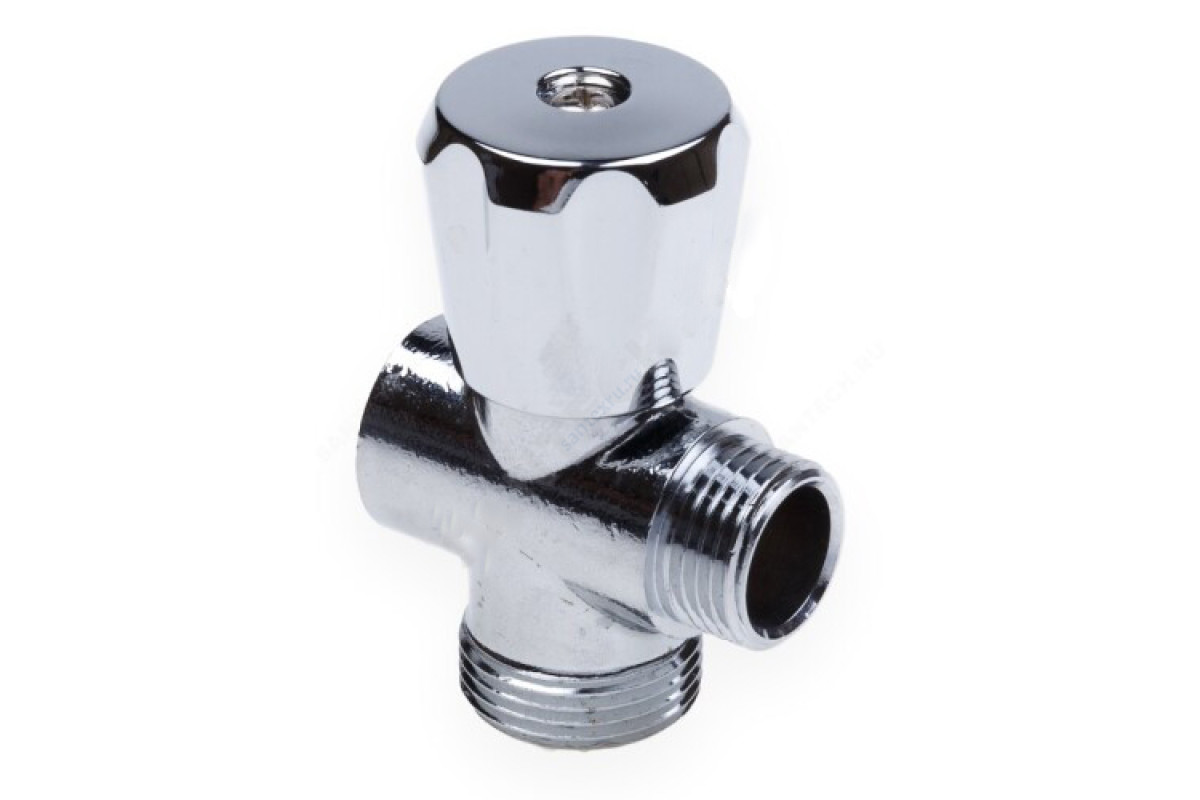 Клапан седловой латунный бытовой хром 3-ходовой ВР/НР/НР AQUALINK