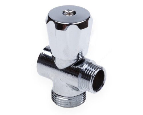 Клапан седловой латунный бытовой хром 3-ходовой ВР/НР/НР AQUALINK