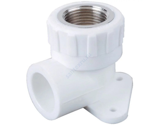 Угольник PP-R комбинированный белый ВР Дн 20х3/4" с креплением RTP (РосТурПласт) 15104