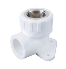 Угольник PP-R комбинированный белый ВР Дн 25х3/4" с креплением RTP (РосТурПласт) 15107