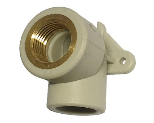 Угольник PP-R комбинированный серый ВР Дн 20х1/2" с креплением RTP (РосТурПласт) 11045