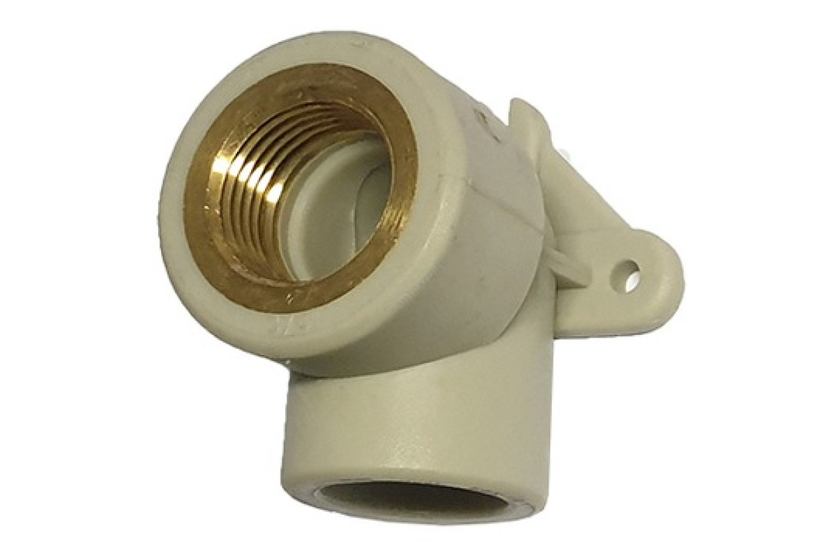 Угольник PP-R комбинированный серый ВР Дн 25х1/2" с креплением RTP (РосТурПласт) 15918