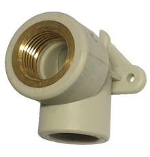 Угольник PP-R комбинированный серый ВР Дн 25х3/4" с креплением RTP (РосТурПласт) 15919