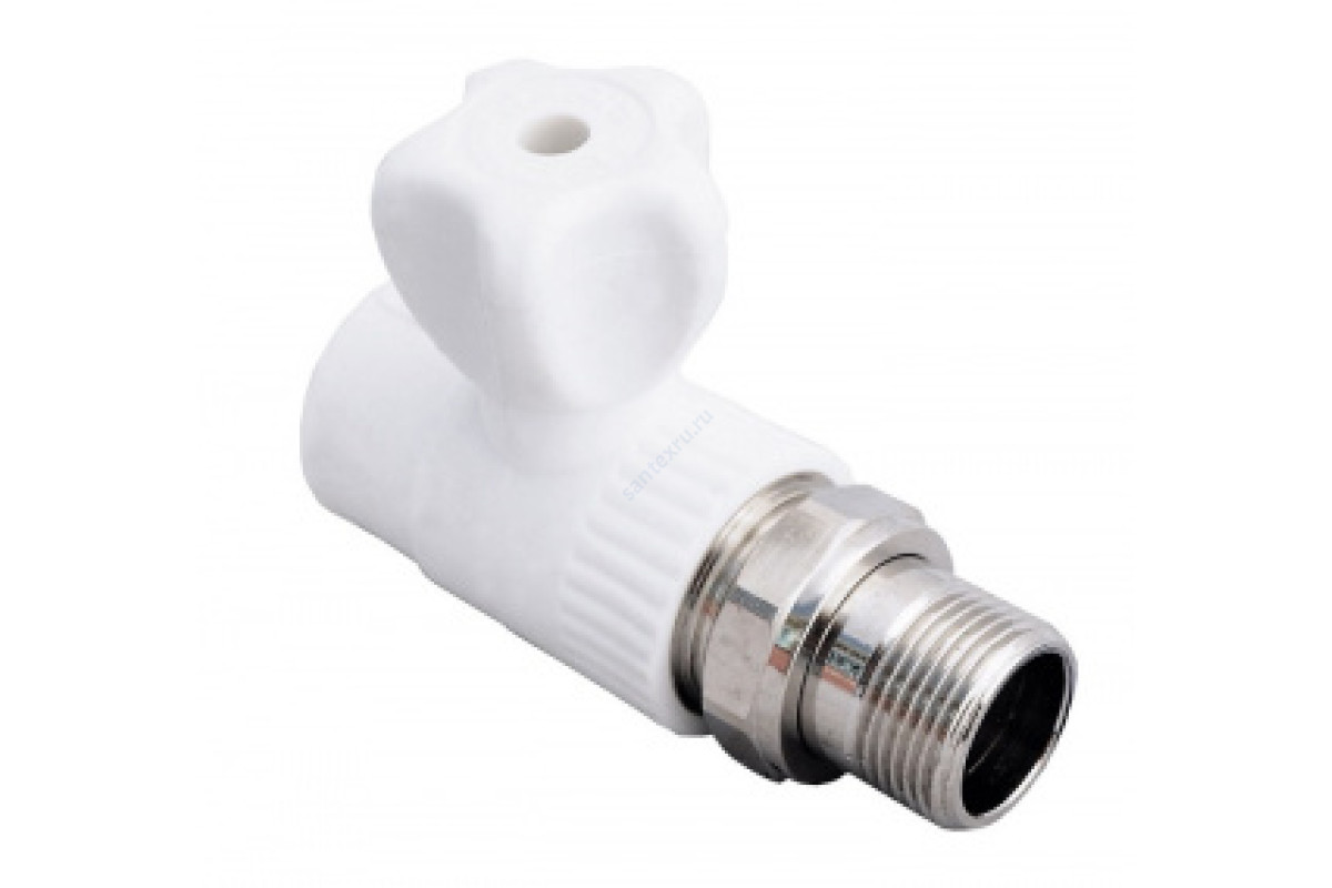 Кран PP-R шаровой белый НР Дн 20х1/2" прямой для радиатора VALFEX 10149020