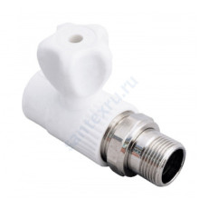 Кран PP-R шаровой белый НР Дн 25х1/2" прямой для радиатора VALFEX 10149125