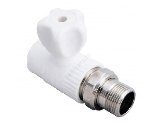 Кран PP-R шаровой белый НР Дн 25х3/4" прямой для радиатора VALFEX 10149025