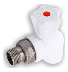 Кран PP-R шаровой белый НР Дн 20х1/2" угловой для радиатора VALFEX 10148020