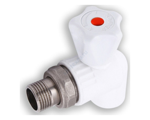 Кран PP-R шаровой белый НР Дн 25х1/2" угловой для радиатора VALFEX 10148125