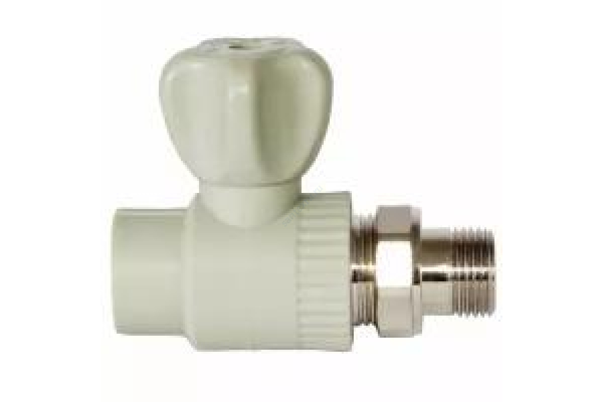 Кран PP-R шаровой серый НР Дн 20х1/2" прямой для радиатора VALFEX 10149020Г