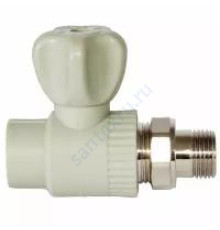 Кран PP-R шаровой серый НР Дн 25х3/4" прямой для радиатора VALFEX 10149025Г