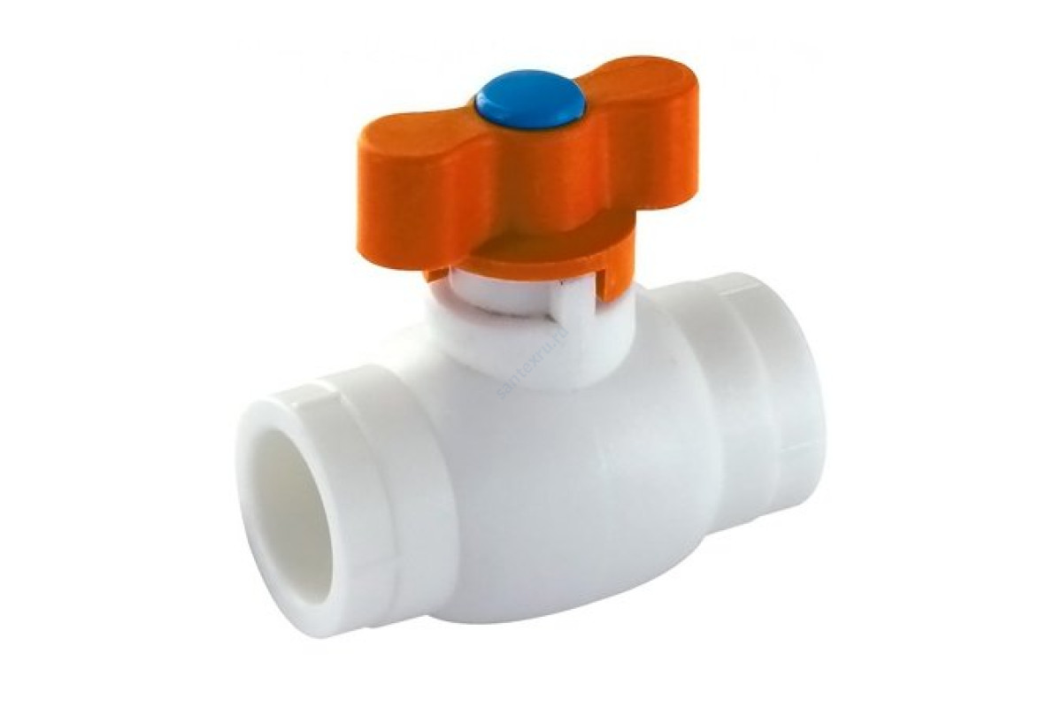 Кран PP-R шаровой белый внутренняя пайка Дн 32 бабочка mini VALFEX А9017-М
