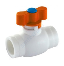 Кран PP-R шаровой белый внутренняя пайка Дн 32 бабочка mini VALFEX А9017-М