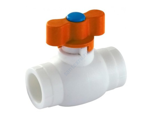 Кран PP-R шаровой белый внутренняя пайка Дн 32 бабочка mini VALFEX А9017-М