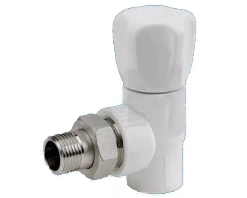 Кран PP-R шаровой белый НР Дн 20х1/2" угловой для радиатора RTP (РосТурПласт) 27807