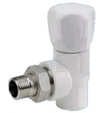 Кран PP-R шаровой белый НР Дн 25х3/4" угловой для радиатора RTP (РосТурПласт) 10589