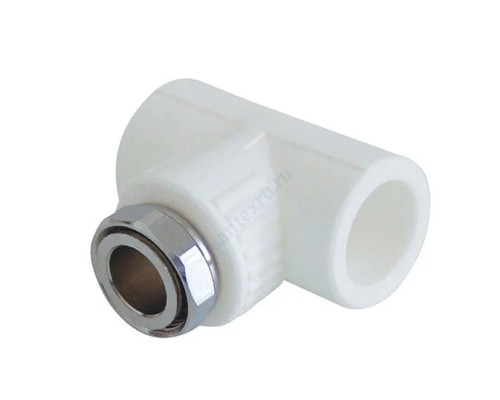 Тройник PP-R комбинированный белый с накидной гайкой Дн 20х1/2" RTP (РосТурПласт) 14269