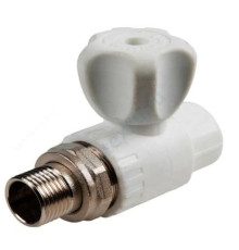 Кран PP-R шаровой белый НР D20 PN25 1/2" прямой для радиатора RTP (РосТурПласт) 17136