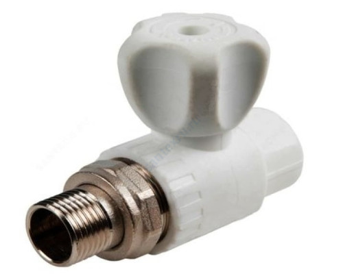 Кран PP-R шаровой белый НР D20 PN25 1/2" прямой для радиатора RTP (РосТурПласт) 17136