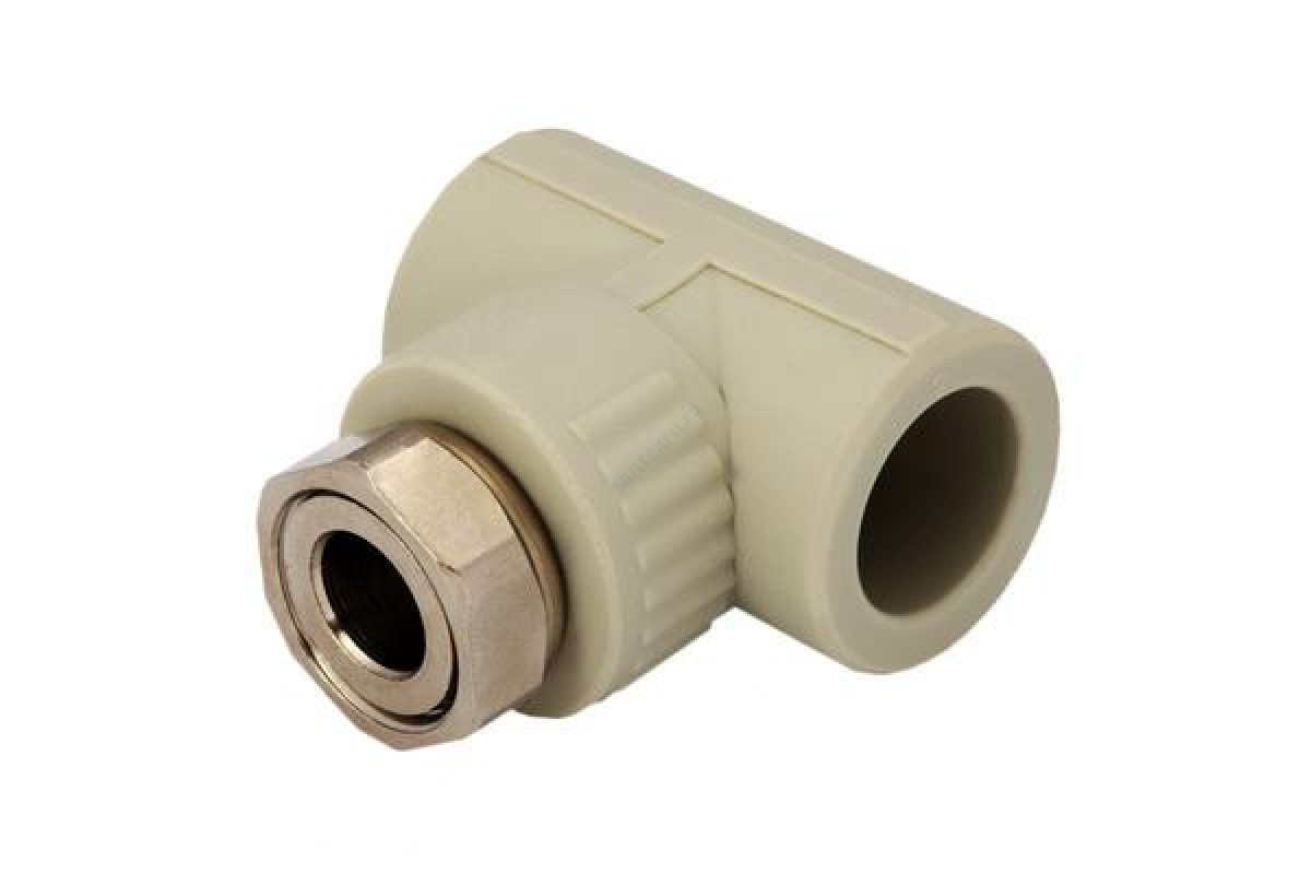 Тройник PP-R комбинированный серый с накидной гайкой Дн 20х1/2" RTP (РосТурПласт)
