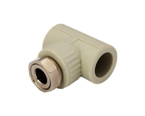 Тройник PP-R комбинированный серый с накидной гайкой Дн 25х1" RTP (РосТурПласт)