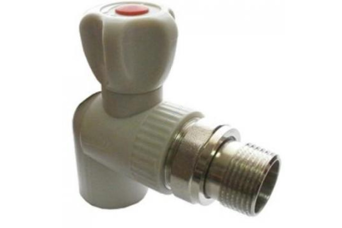 Кран PP-R шаровой серый НР Дн 25х3/4" угловой для радиатора RTP (РосТурПласт) 15536