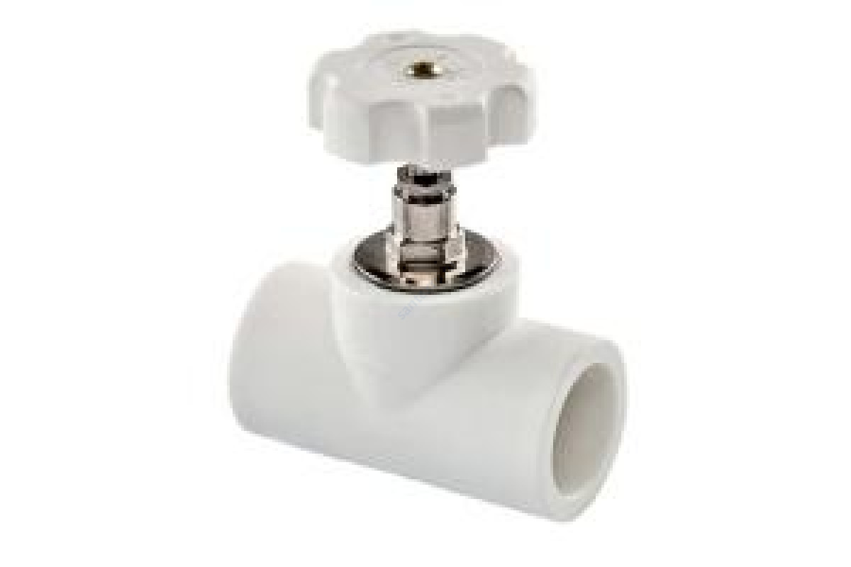 Клапан (вентиль) PP-R запорный белый внутренняя пайка Дн 40х90гр