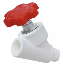 Клапан (вентиль) PP-R запорный белый внутр/наруж пайка Дн 20х45гр VALFEX 10173020